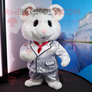 Silver Hamster mascot costume character dressed with a Polo Tee and Pocket squares