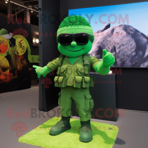 Grön Commando maskot kostym...