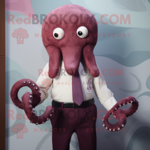 Maroon Octopus maskotdräkt...