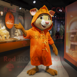Orange Ratatouille mascot costume character dressed with a Hoodie and Necklaces