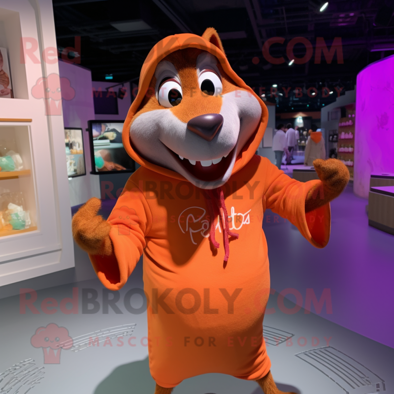 Orange Ratatouille mascot costume character dressed with a Hoodie and Necklaces Orange Ratatouille mascot costume character dressed with a Hoodie and Necklaces