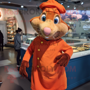 Orange Ratatouille mascot costume character dressed with a Hoodie and Necklaces