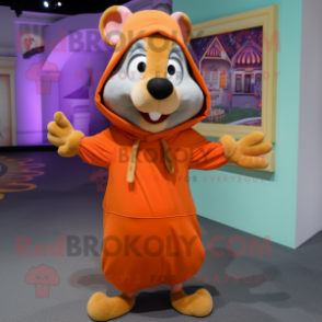 Orange Ratatouille mascot costume character dressed with a Hoodie and Necklaces
