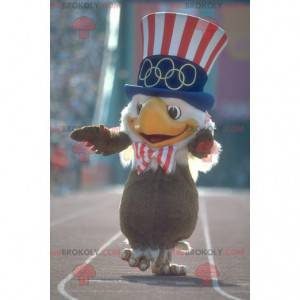 Mascot águila marrón y blanca con sombrero republicano -