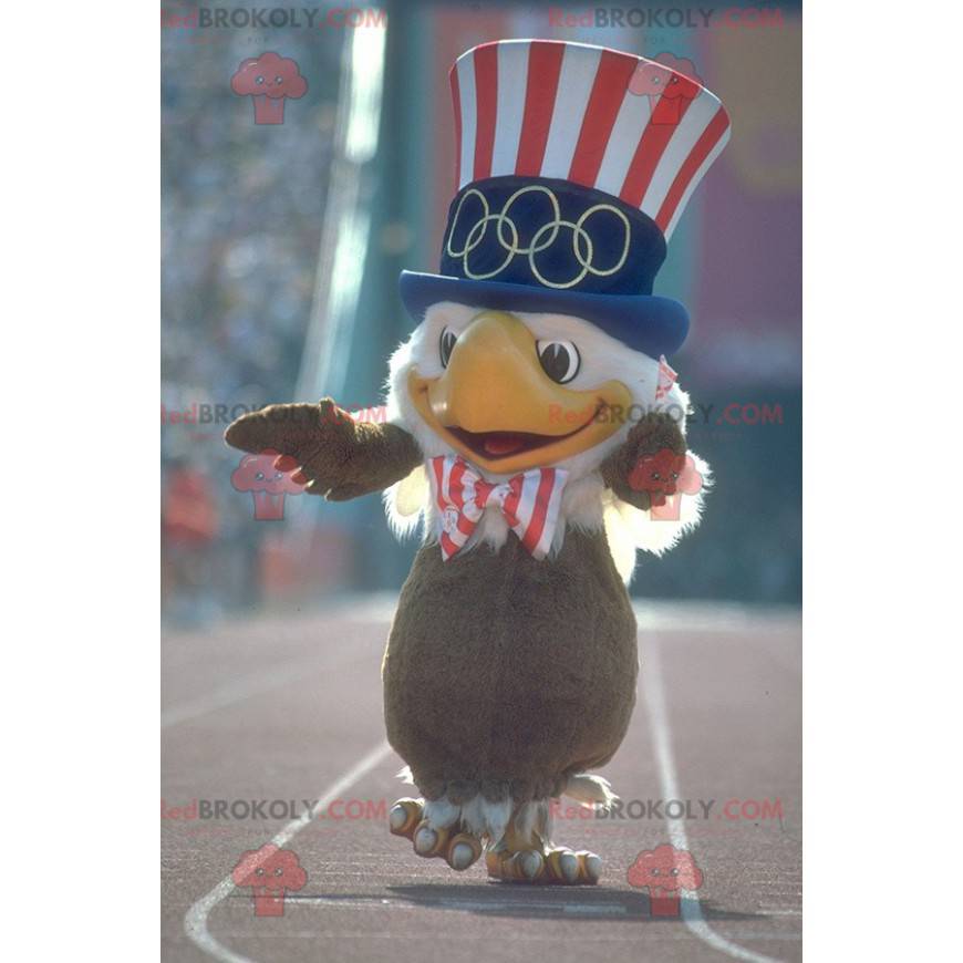 Mascot brown and white eagle with a republican hat -