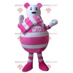 Musmaskot med hvite og rosa striper - Redbrokoly.com