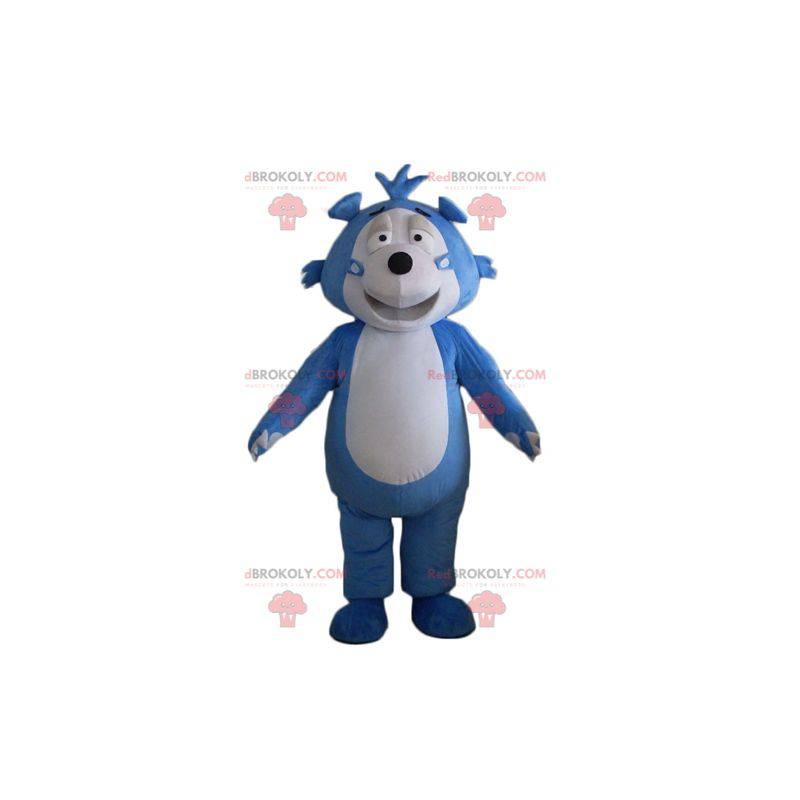 Mascotte d'ours en peluche bleu et gris de hérisson -