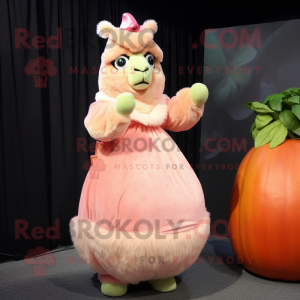 Peach Alpaca maskot kostume...