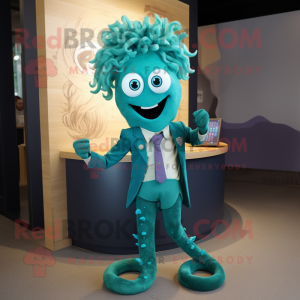 Blågrønn Medusa maskot...
