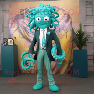 Blågrønn Medusa maskot...
