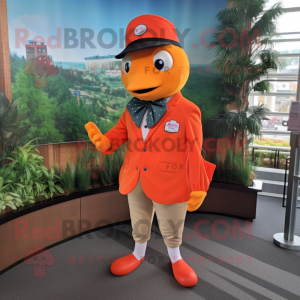 Orange laks maskot kostume...