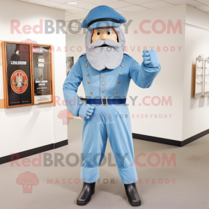 Sky Blue Civil War Soldier mascot costume character dressed with a Romper and Hat pins