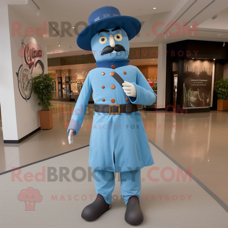 Sky Blue Civil War Soldier mascot costume character dressed with a Romper and Hat pins