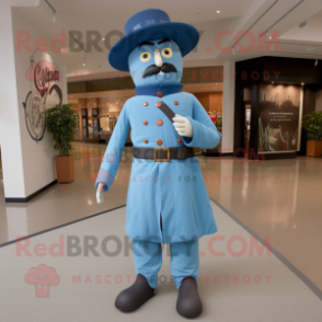 Sky Blue Civil War Soldier mascot costume character dressed with a Romper and Hat pins