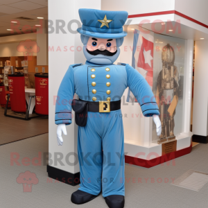 Sky Blue Civil War Soldier mascot costume character dressed with a Romper and Hat pins