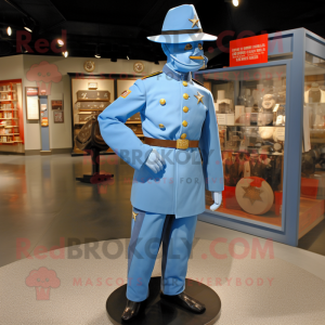 Sky Blue Civil War Soldier mascot costume character dressed with a Romper and Hat pins