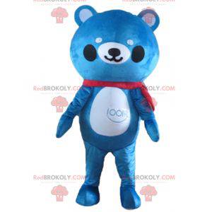 Blauw en wit teddybeer mascotte - Redbrokoly.com