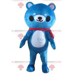 Mascotte d'ours en peluche bleu et blanc - Redbrokoly.com