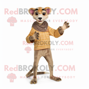 Tan Thylacosmilus mascot costume character dressed with a Jeggings and Wraps