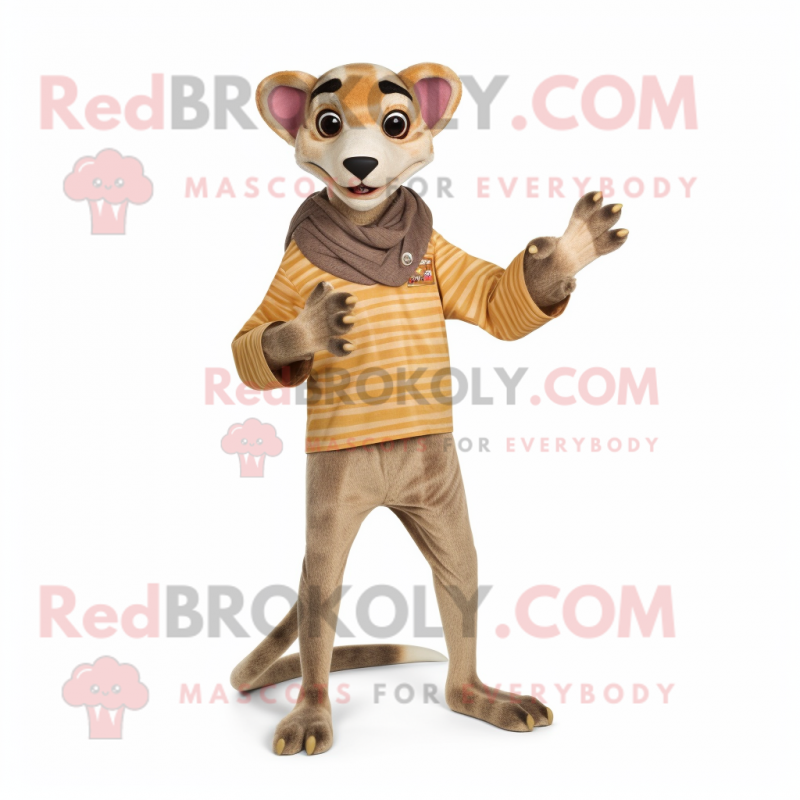 Tan Thylacosmilus mascot costume character dressed with a Jeggings and Wraps Tan Thylacosmilus mascot costume character dressed with a Jeggings and Wraps