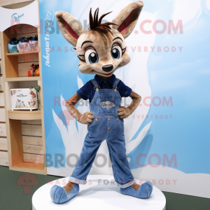 nan Gazelle mascot costume character dressed with a Boyfriend Jeans and Hair clips