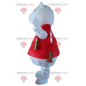 Mascotte d'ours blanc de loup avec un t-shirt rouge -