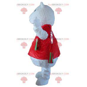 Mascotte d'ours blanc de loup avec un t-shirt rouge -