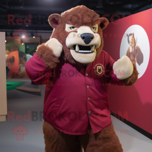 Maroon Bison maskot kostume...