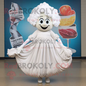 nan Clam Chowder mascot costume character dressed with a Ball Gown and Hair clips