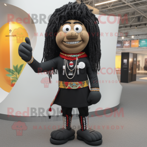 Black Chief mascot costume character dressed with a Leggings and Lapel pins