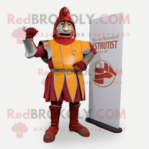 Rust Swiss Guard mascot costume character dressed with a Suit and Hairpins
