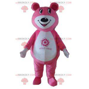 Mascota del oso de peluche rosa y blanco - Redbrokoly.com