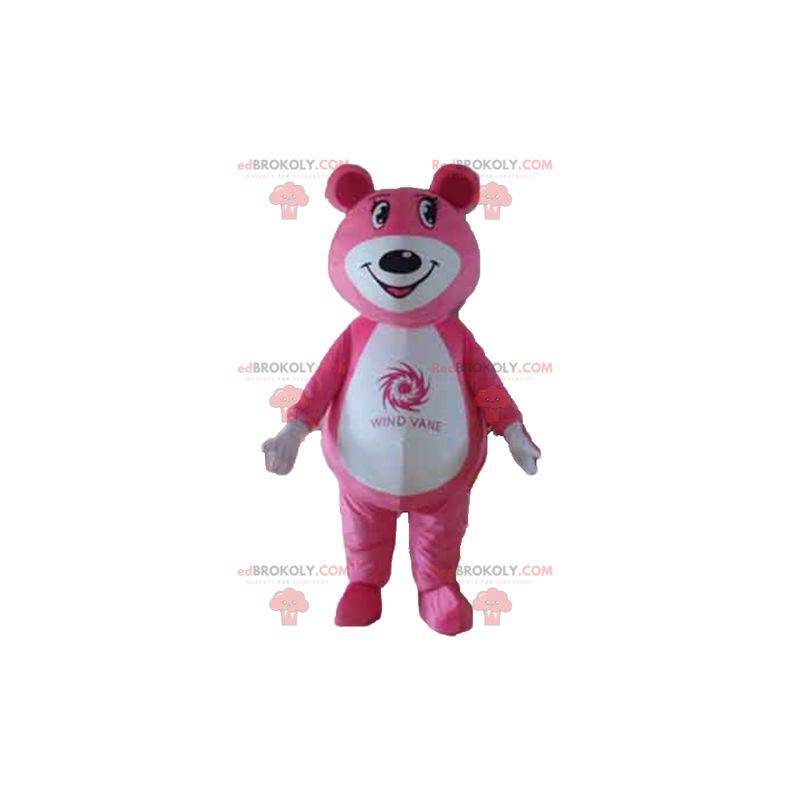 Mascotte d'ours en peluche rose et blanc - Redbrokoly.com