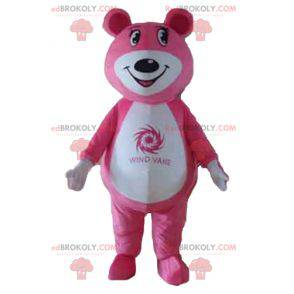 Růžový a bílý medvídek maskot - Redbrokoly.com