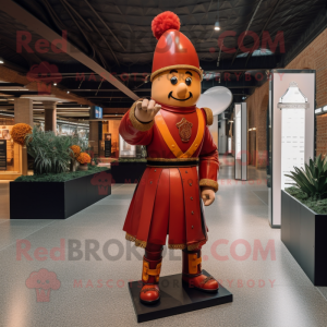 Rust Swiss Guard mascot costume character dressed with a Suit and Hairpins