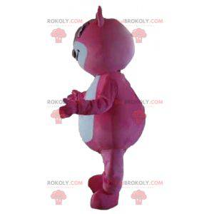 Mascotte roze en witte teddybeer - Redbrokoly.com