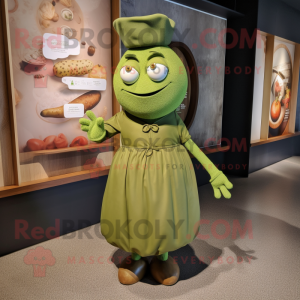 Olive Squash mascot costume character dressed with a Dress and Cufflinks