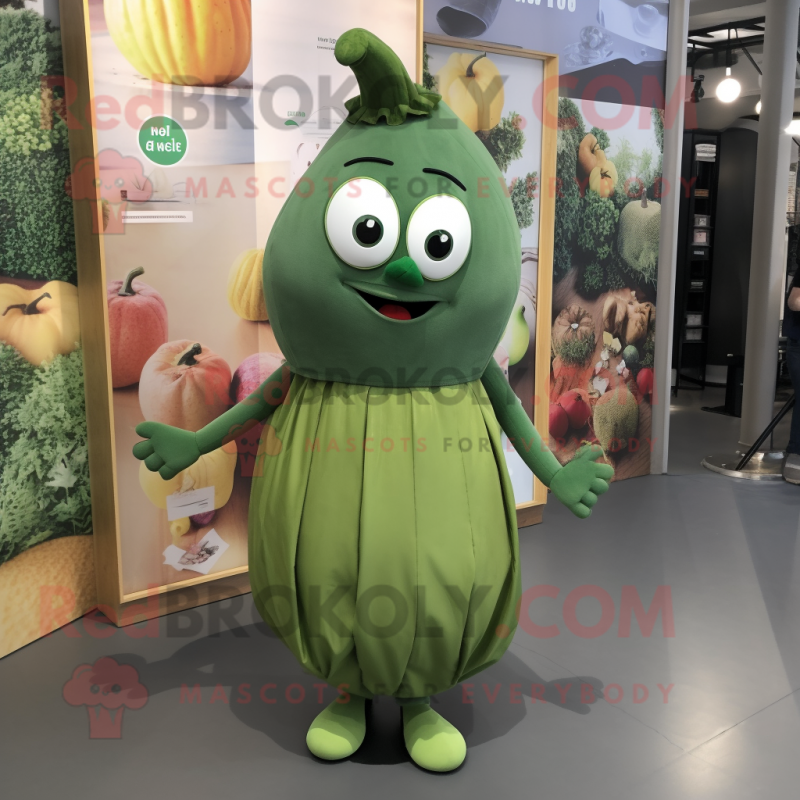Olive Squash mascot costume character dressed with a Dress and Cufflinks Olive Squash mascot costume character dressed with a Dress and Cufflinks