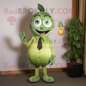 Olive Squash mascot costume character dressed with a Dress and Cufflinks