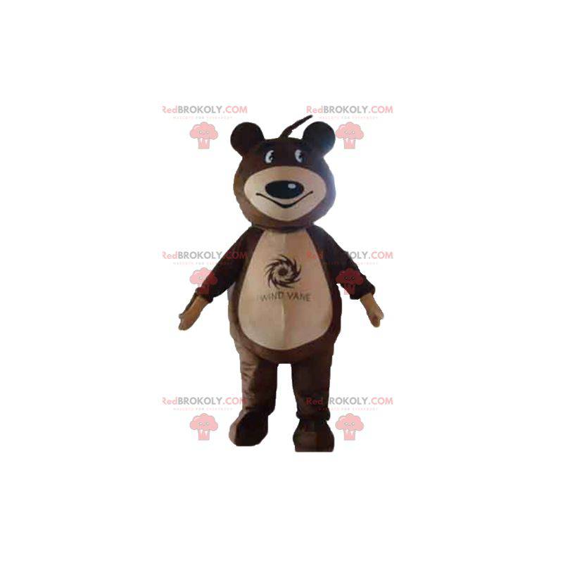 Mascote ursinho de pelúcia marrom e bege - Redbrokoly.com