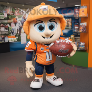 Peach American Football Helmet mascot costume character dressed with a Rugby Shirt and Clutch bags