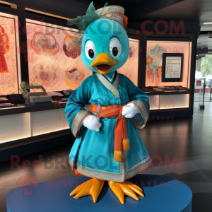 Blågrønn mandarin maskot...