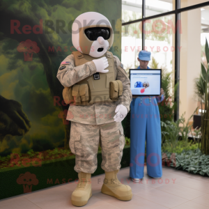 nan American Soldier mascot costume character dressed with a Evening Gown and Smartwatches