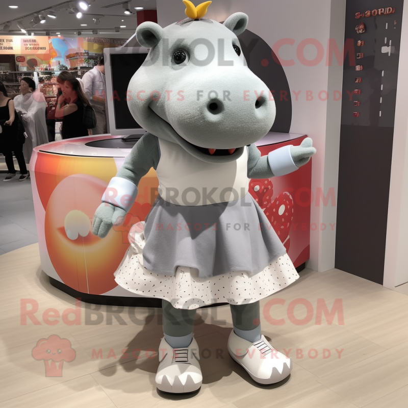 Gray Hippopotamus mascot costume character dressed with a Mini Skirt and Anklets Gray Hippopotamus mascot costume character dressed with a Mini Skirt and Anklets