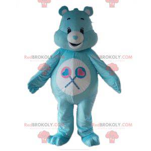 Blue and white care bear mascot with lollipops - Redbrokoly.com