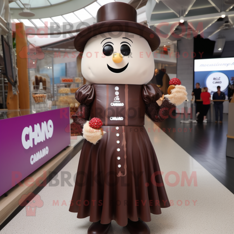 nan Chocolates mascot costume character dressed with a Cocktail Dress and Rings nan Chocolates mascot costume character dressed with a Cocktail Dress and Rings