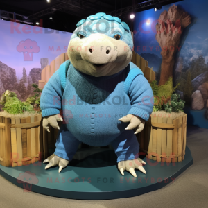 Blauw Glyptodon mascotte...