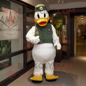 nan Muscovy Duck mascot costume character dressed with a Playsuit and Gloves
