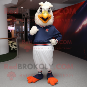 Navy Fried Chicken mascot costume character dressed with a Sweater and Anklets