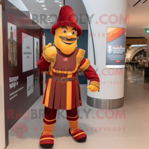 Rust Swiss Guard mascot costume character dressed with a Leggings and Hats